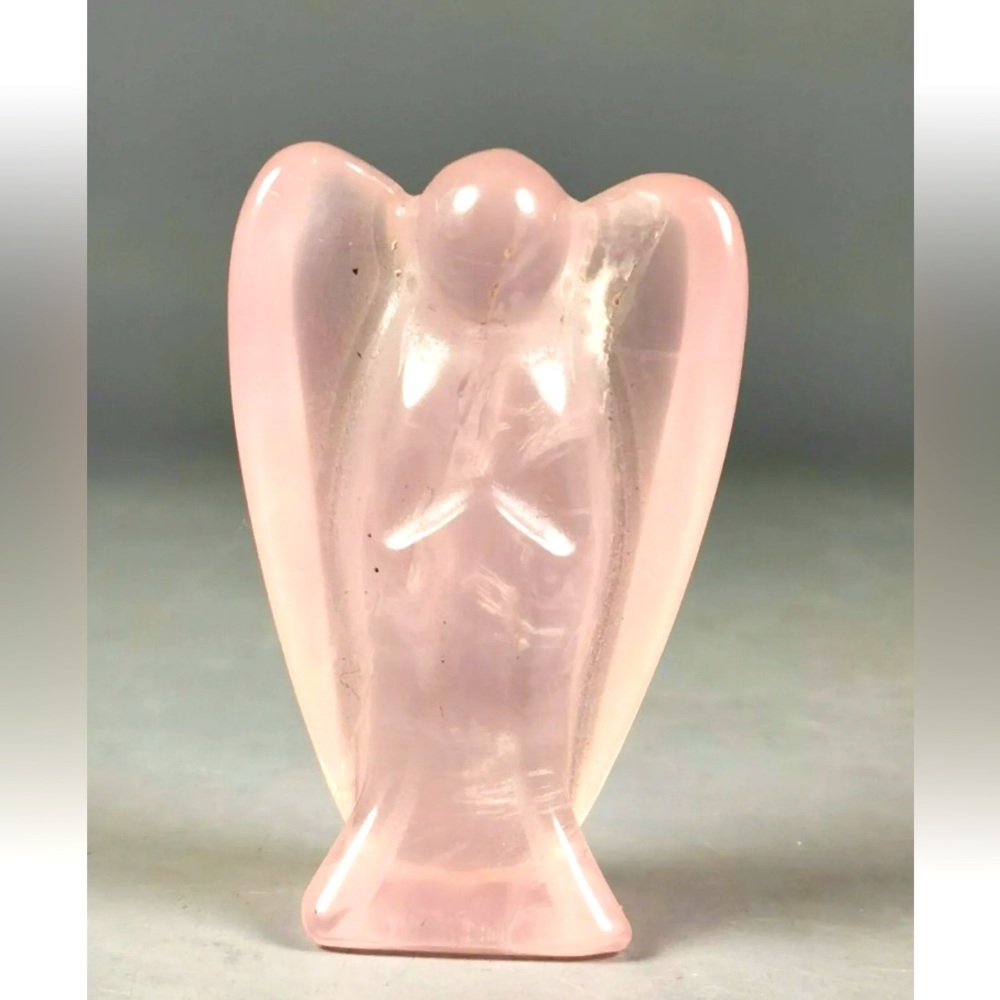 🔮 PINK ROSE QUARTZ HAND CARVED ANGEL 👼